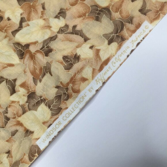 1 Yard Windsor Collection Hoffman California Quilting Fabric Brown Beige Leaves - Picture 5 of 6